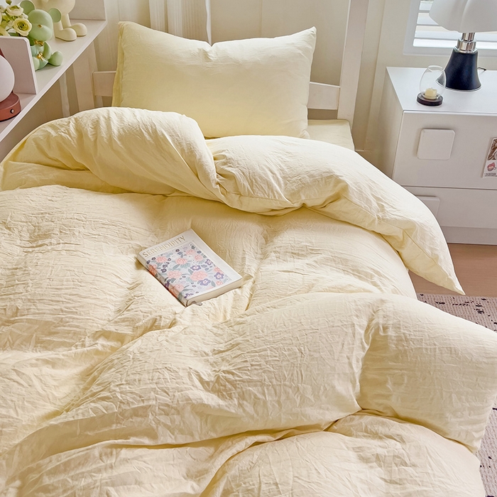 91家纺网 家纺一手货源 找家纺 （总）欧妮家纺 2025新款纯色水洗棉四件套学生宿舍床单被套三件套床上用品-【含买家秀】