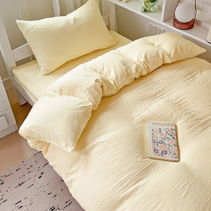 91家纺网 家纺一手货源 找家纺 （总）欧妮家纺 2025新款纯色水洗棉四件套学生宿舍床单被套三件套床上用品-【含买家秀】