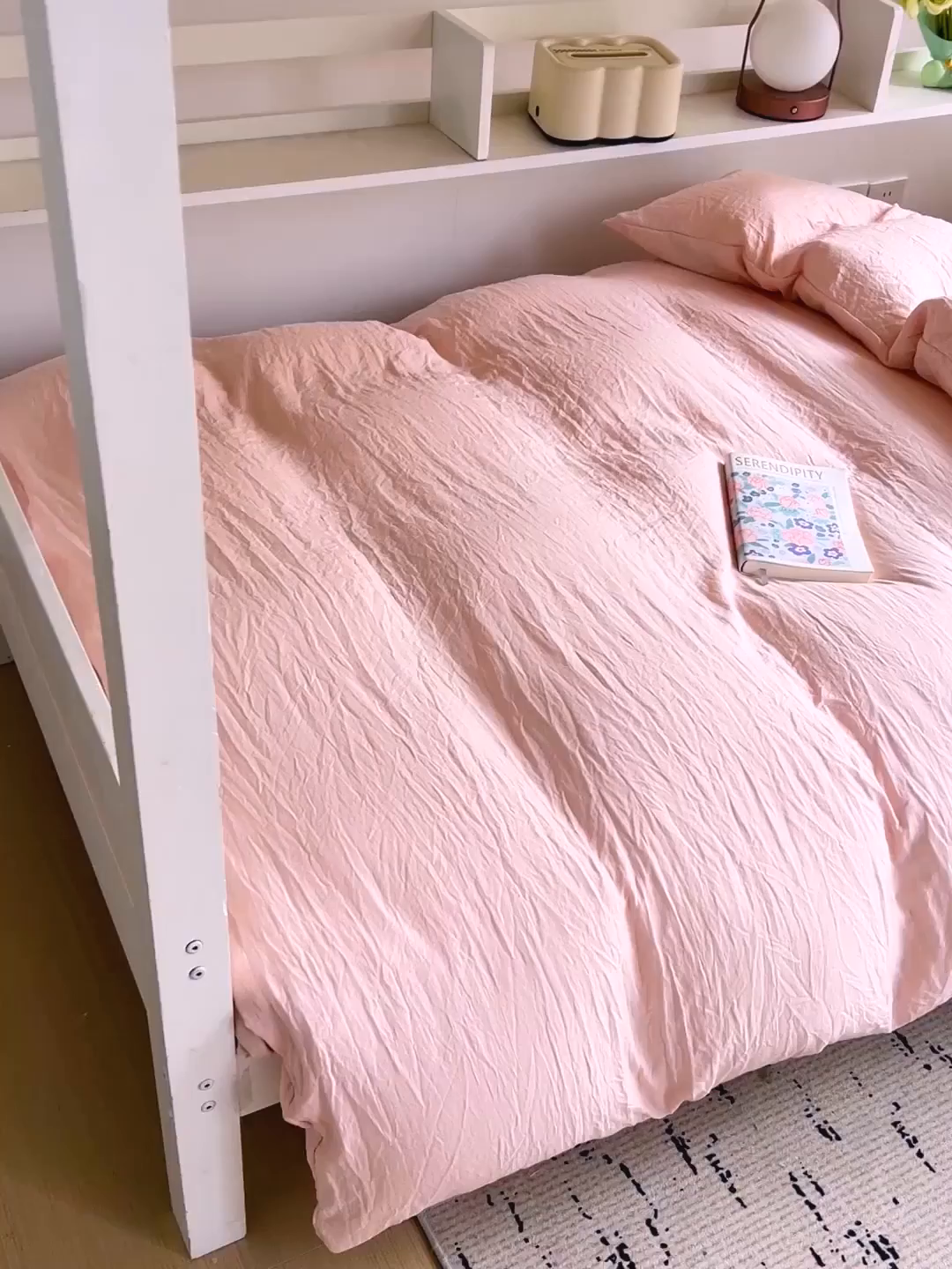 91家纺网 家纺一手货源 找家纺 欧妮家纺 2025新款纯色水洗棉四件套学生宿舍床单被套三件套床上用品-【含买家秀】 纯色-浅粉