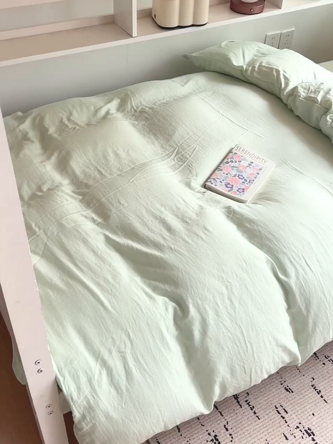 91家纺网 家纺一手货源 找家纺 欧妮家纺 2025新款纯色水洗棉四件套学生宿舍床单被套三件套床上用品-【含买家秀】 纯色-浅绿