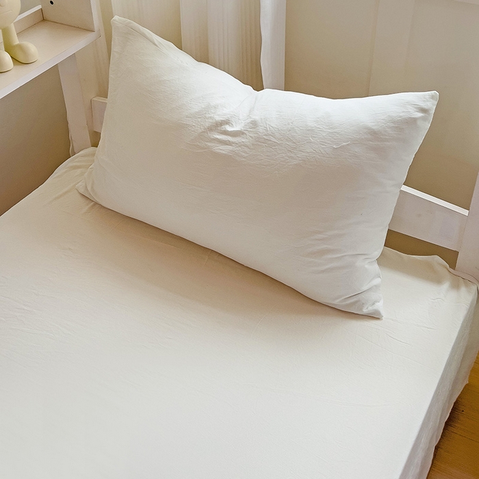 91家纺网 家纺一手货源 找家纺 欧妮家纺 2025新款纯色水洗棉四件套学生宿舍床单被套三件套床上用品-【含买家秀】 纯色-奶白