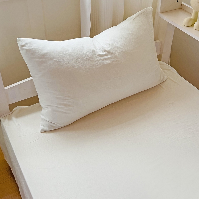 91家纺网 家纺一手货源 找家纺 欧妮家纺 2025新款纯色水洗棉四件套学生宿舍床单被套三件套床上用品-【含买家秀】 纯色-奶白