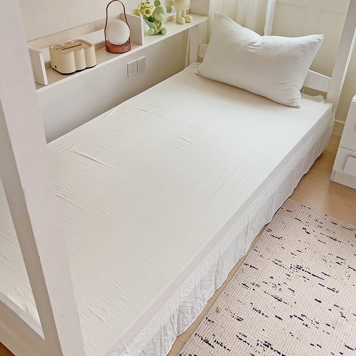 91家纺网 家纺一手货源 找家纺 欧妮家纺 2025新款纯色水洗棉四件套学生宿舍床单被套三件套床上用品-【含买家秀】 纯色-奶白