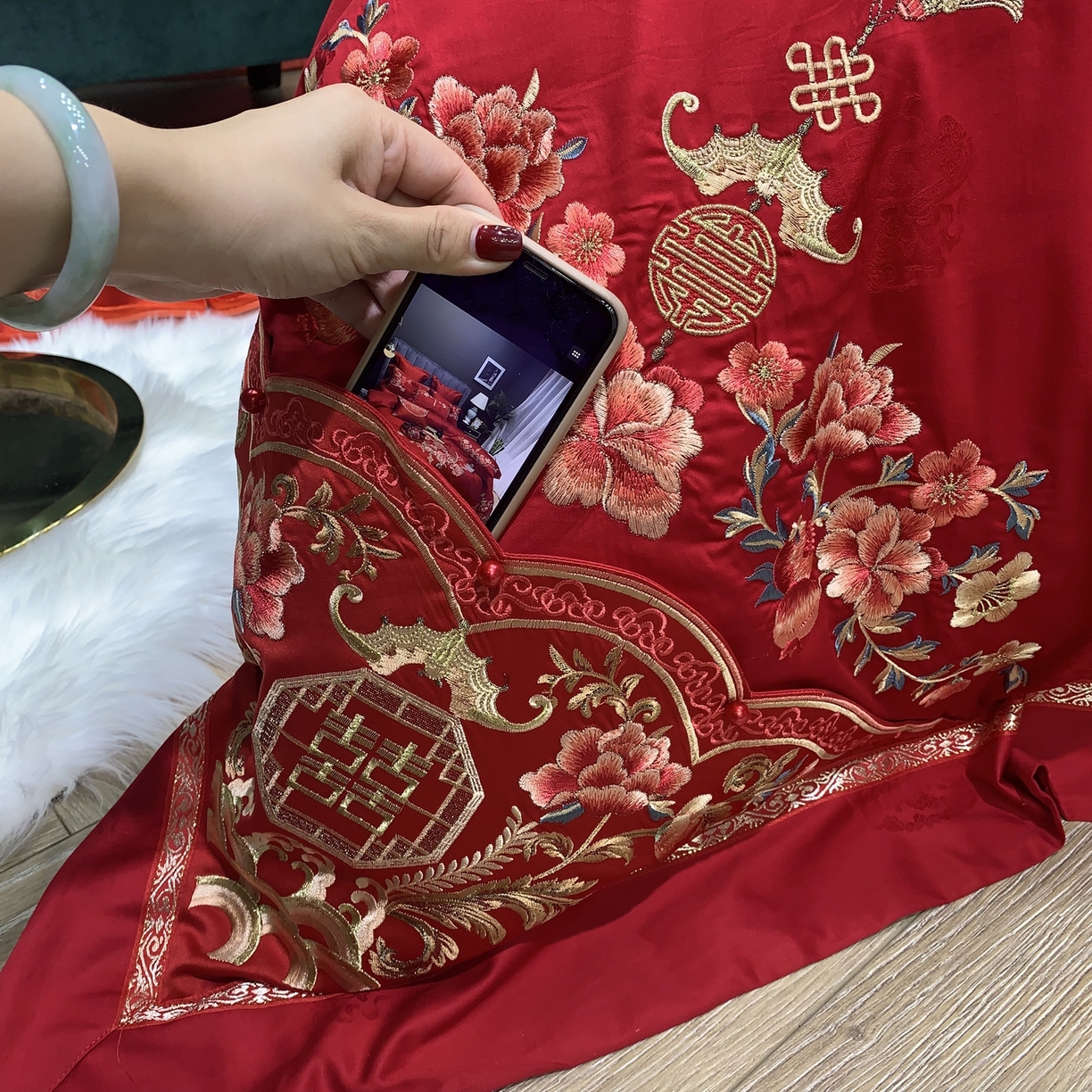 91家纺网 家纺一手货源 找家纺 JUICY 橘滋家纺 2026新款全棉提花高端婚庆刺绣传臻系列四件套多件套 代代相传