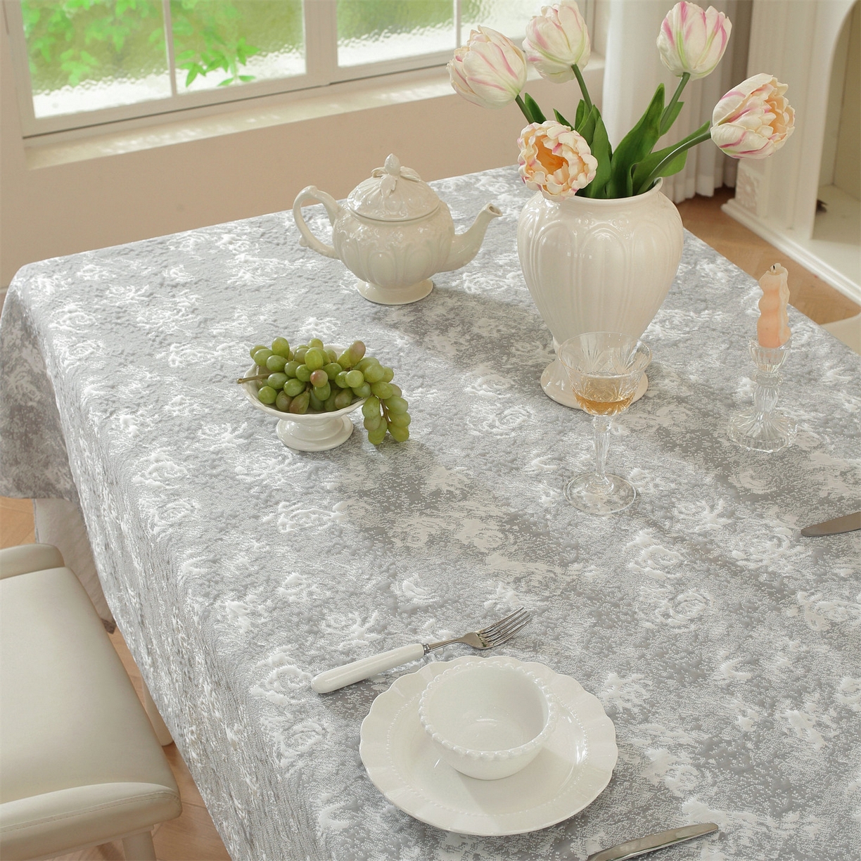 91家纺网 家纺一手货源 找家纺 （总）共鸣沙发垫 2026新款冰豆豆桌布-玫瑰