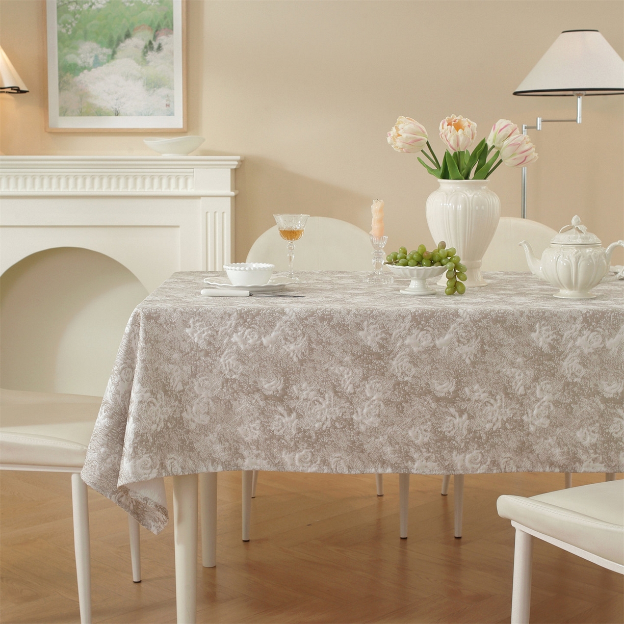 91家纺网 家纺一手货源 找家纺 共鸣沙发垫 2026新款冰豆豆桌布-玫瑰 玫瑰咖色