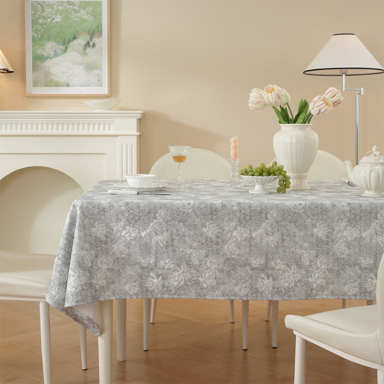 91家纺网 家纺一手货源 找家纺 共鸣沙发垫 2026新款冰豆豆桌布-玫瑰 玫瑰灰色