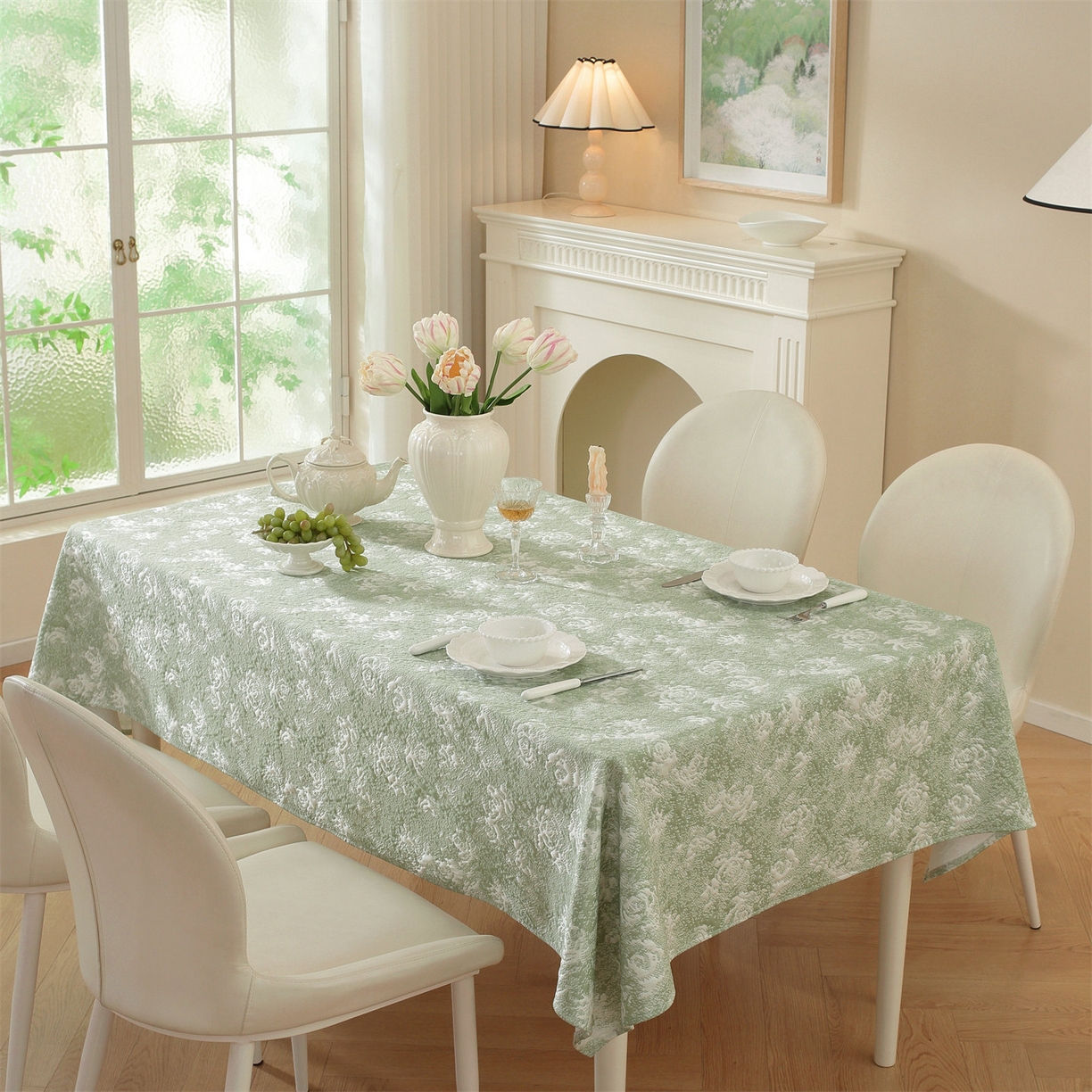 共鸣沙发垫 2026新款冰豆豆桌布-玫瑰 玫瑰绿色