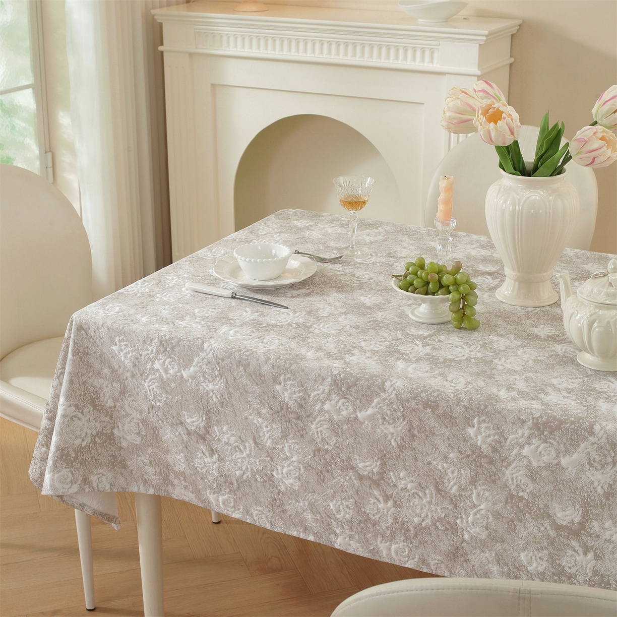 91家纺网 家纺一手货源 找家纺 共鸣沙发垫 2026新款冰豆豆桌布-玫瑰 玫瑰咖色