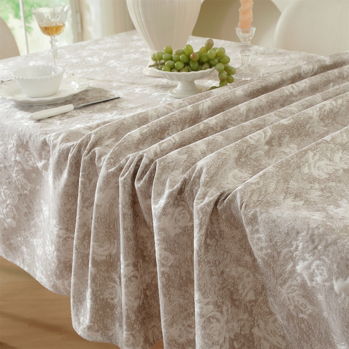 91家纺网 家纺一手货源 找家纺 共鸣沙发垫 2026新款冰豆豆桌布-玫瑰 玫瑰咖色