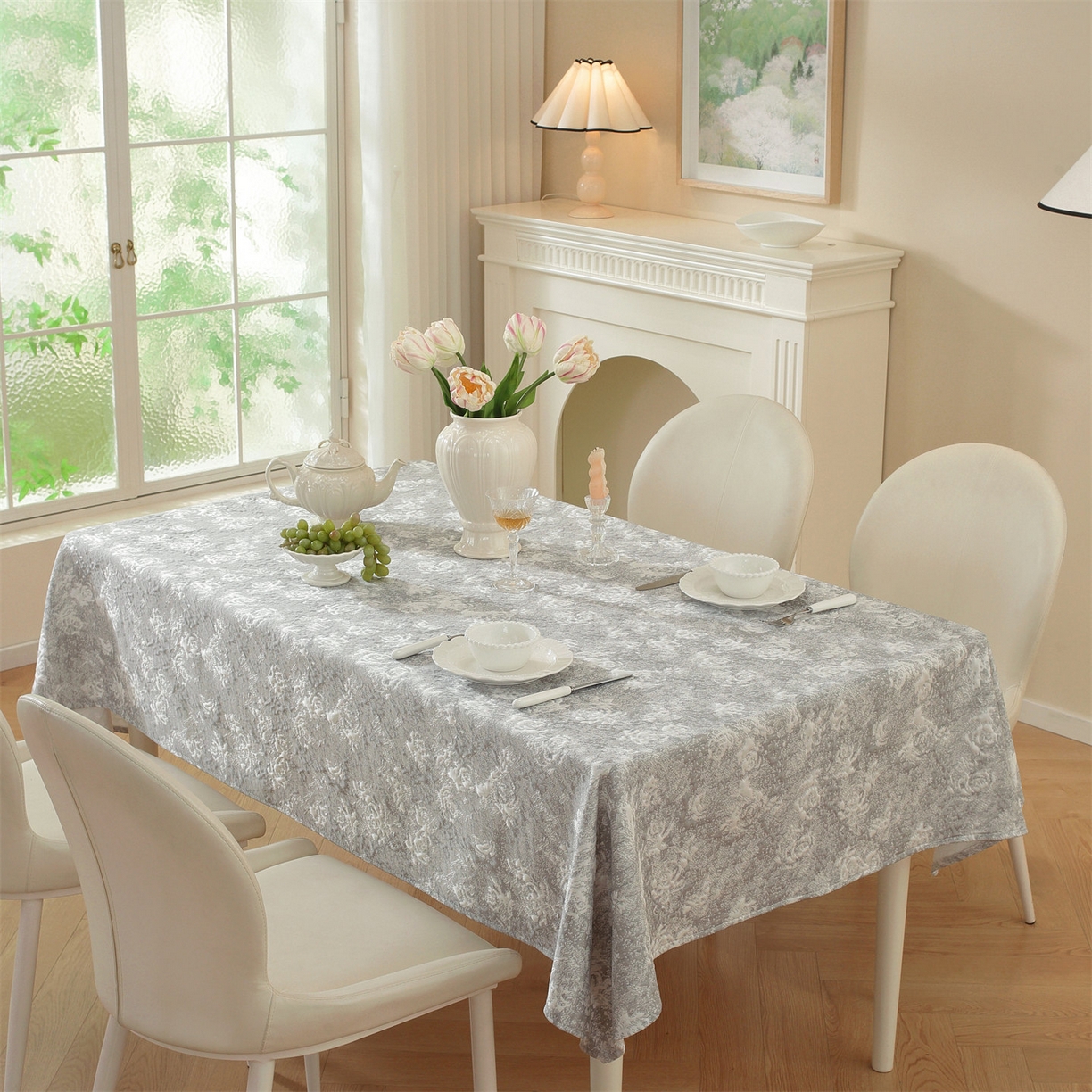 共鸣沙发垫 2026新款冰豆豆桌布-玫瑰 玫瑰灰色