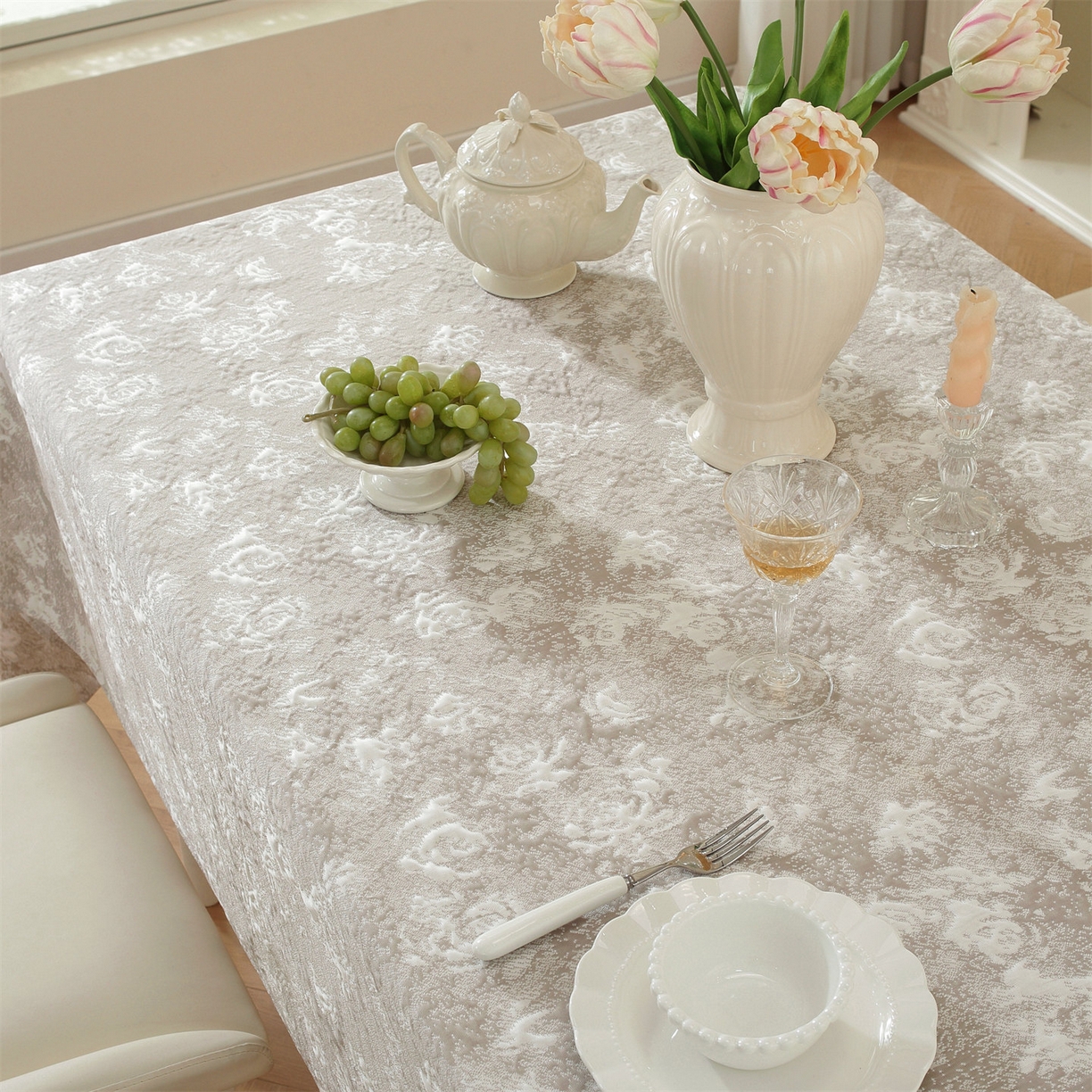 91家纺网 家纺一手货源 找家纺 共鸣沙发垫 2026新款冰豆豆桌布-玫瑰 玫瑰咖色