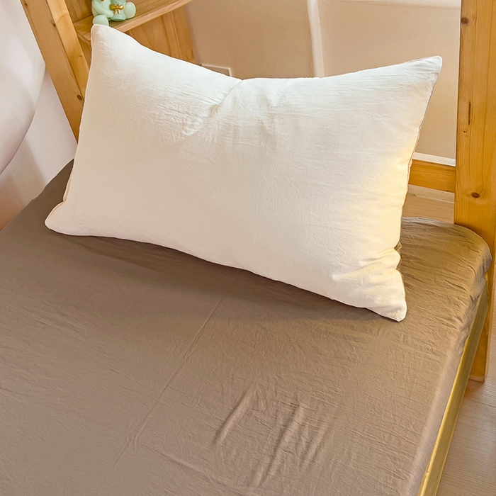 91家纺网 家纺一手货源 找家纺 欧妮家纺 2025新款纯色双拼水洗棉四件套学生宿舍上下铺床单被套三件套床上用品-【含买家秀】 双拼系列-奶黄咖