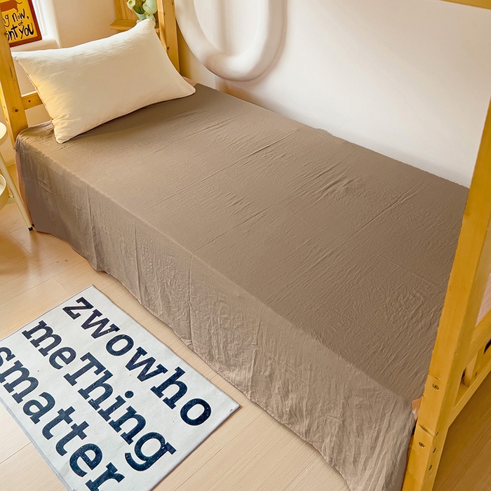 91家纺网 家纺一手货源 找家纺 欧妮家纺 2025新款纯色双拼水洗棉四件套学生宿舍上下铺床单被套三件套床上用品-【含买家秀】 双拼系列-奶黄咖