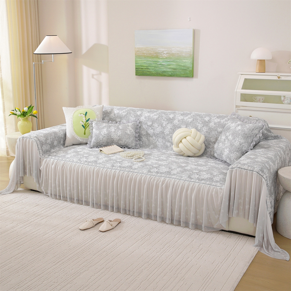 91家纺网 家纺一手货源 找家纺 （总）共鸣沙发垫 2026新款凉感沙发巾-玫瑰