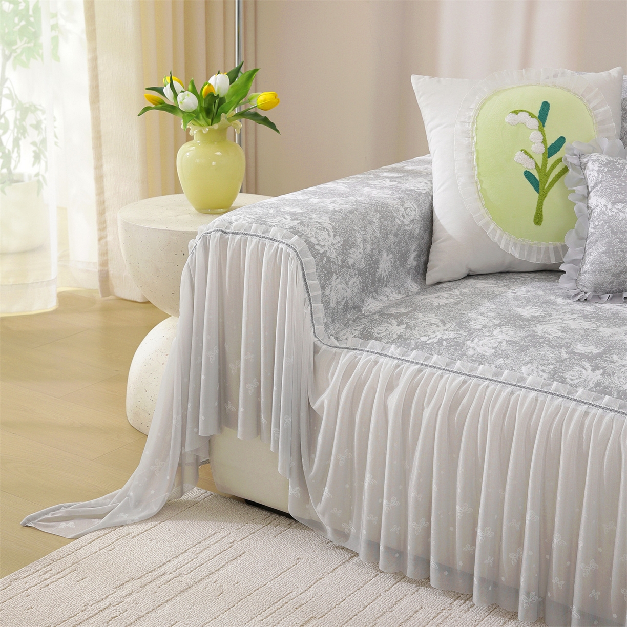 91家纺网 家纺一手货源 找家纺 （总）共鸣沙发垫 2026新款凉感沙发巾-玫瑰