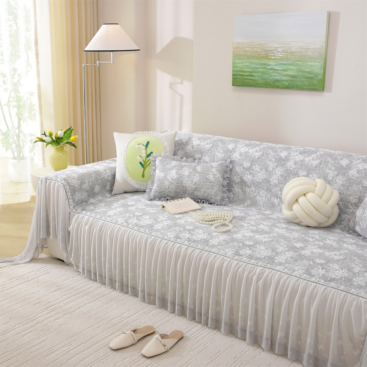 91家纺网 家纺一手货源 找家纺 （总）共鸣沙发垫 2026新款凉感沙发巾-玫瑰