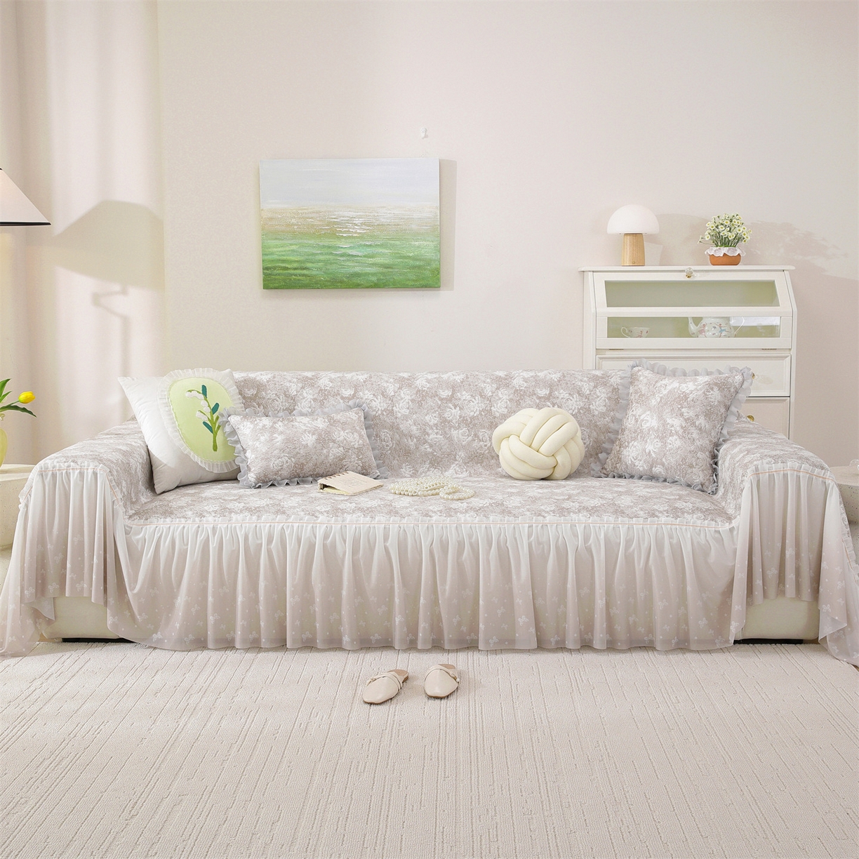 91家纺网 家纺一手货源 找家纺 共鸣沙发垫 2026新款凉感沙发巾-玫瑰 玫瑰咖色