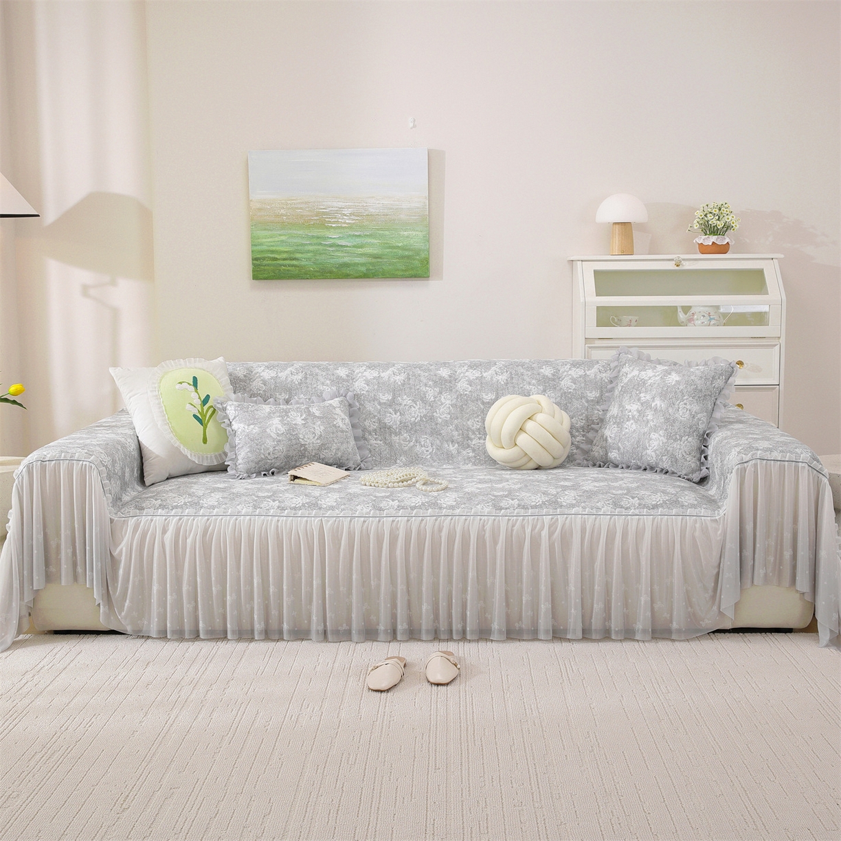 91家纺网 家纺一手货源 找家纺 （总）共鸣沙发垫 2026新款凉感沙发巾-玫瑰