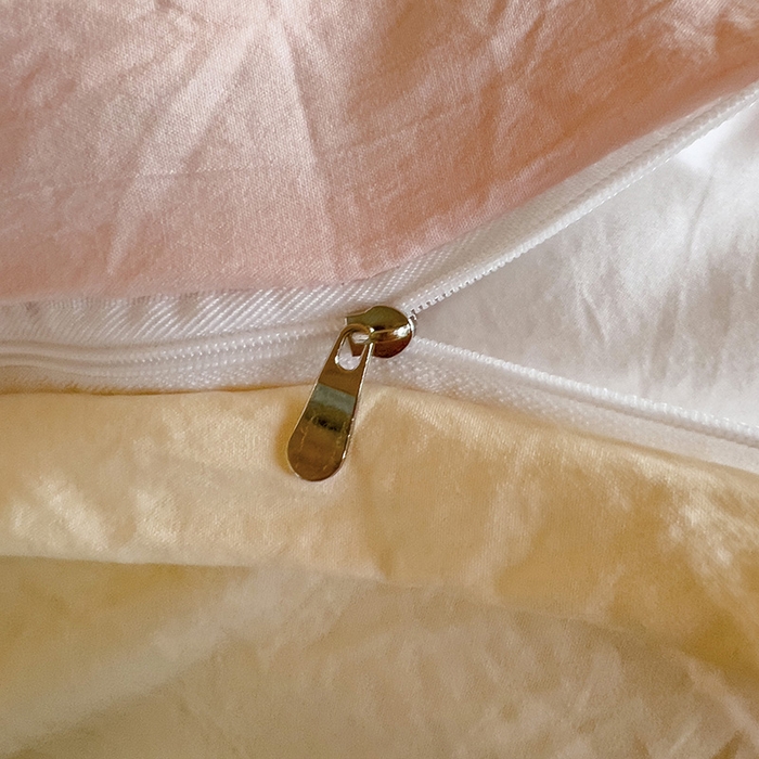 91家纺网 家纺一手货源 找家纺 欧妮家纺 2025新款纯色双拼水洗棉四件套学生宿舍上下铺床单被套三件套床上用品-【含买家秀】 双拼系列-浅粉黄