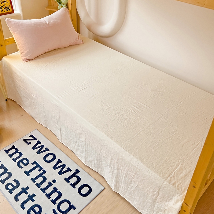 91家纺网 家纺一手货源 找家纺 欧妮家纺 2025新款纯色双拼水洗棉四件套学生宿舍上下铺床单被套三件套床上用品-【含买家秀】 双拼系列-浅粉黄