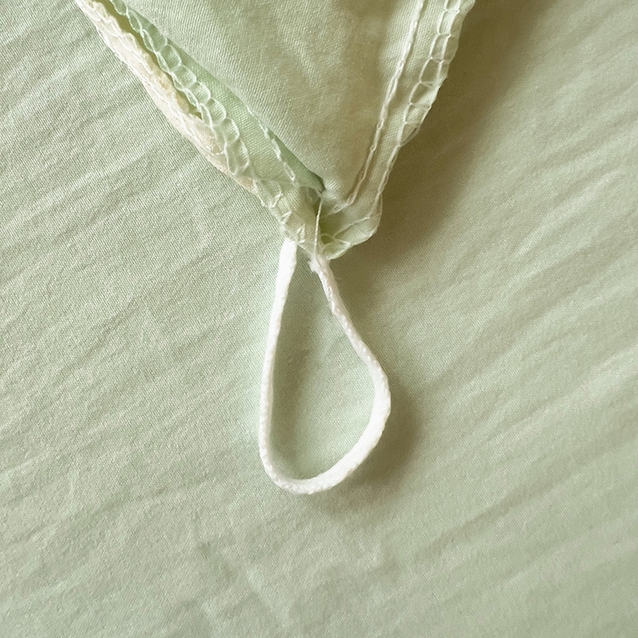 91家纺网 家纺一手货源 找家纺 欧妮家纺 2025新款纯色双拼水洗棉四件套学生宿舍上下铺床单被套三件套床上用品-【含买家秀】 双拼系列-浅绿黄