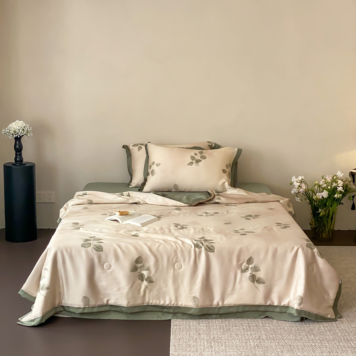 玉宇阁家居 2026新款60S兰精天丝印花夏被四件套 月漾-晴川绿