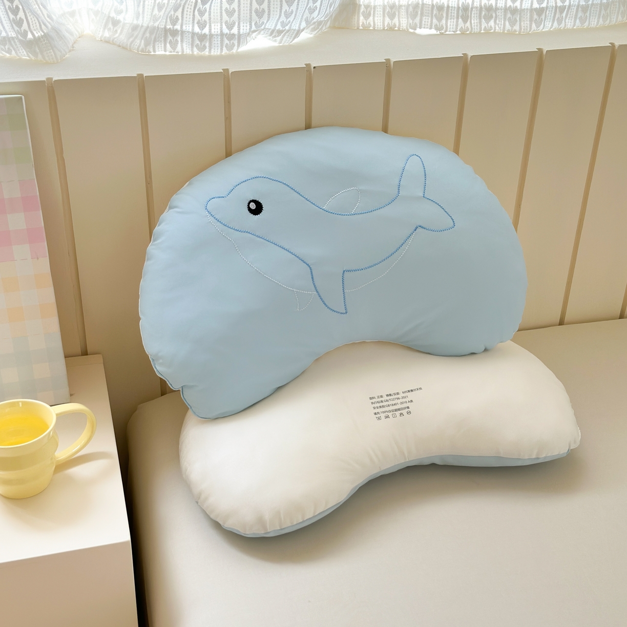 91家纺网 家纺一手货源 找家纺 北鸣有鱼枕芯馆 2026新款冰皮小海豚枕头枕芯 小海豚-蓝色 35*55cm/只