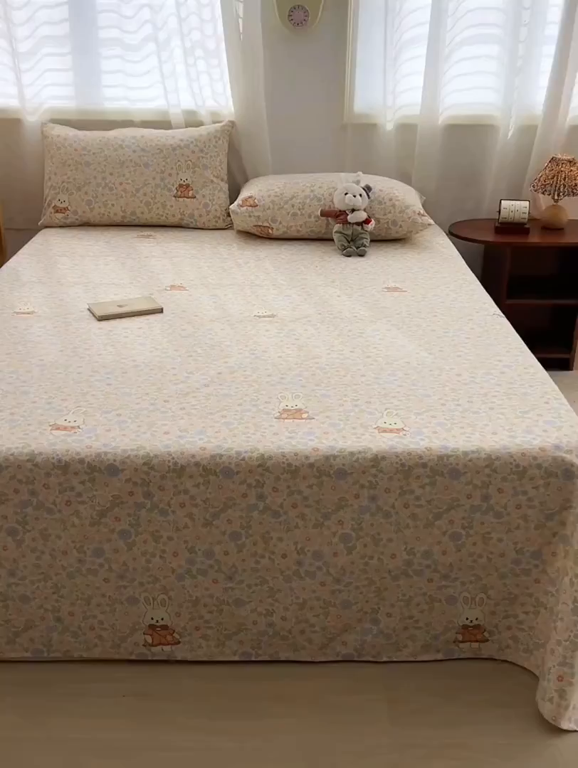 91家纺网 家纺一手货源 找家纺 （总）欧妮家纺 2025新款原棉老粗布床单被单夏季凉席三件套-三枚缎系列