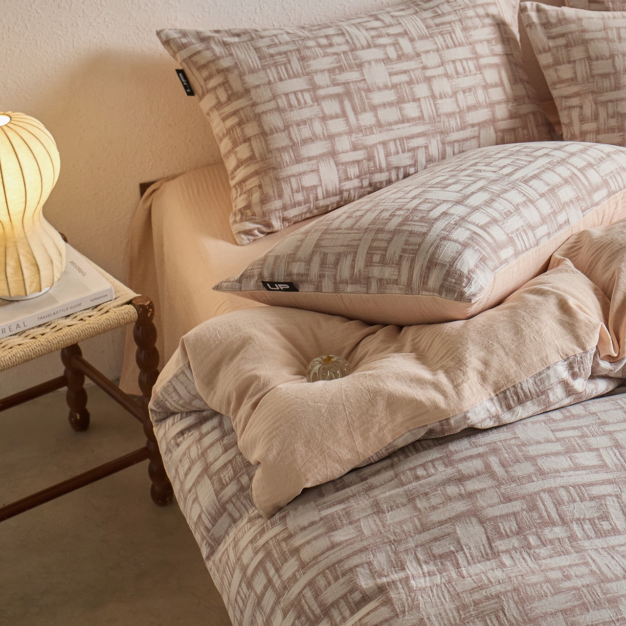 91家纺网 家纺一手货源 找家纺 （总）千朵森 2026新款全棉纯棉色织提花肌理四件套-素序