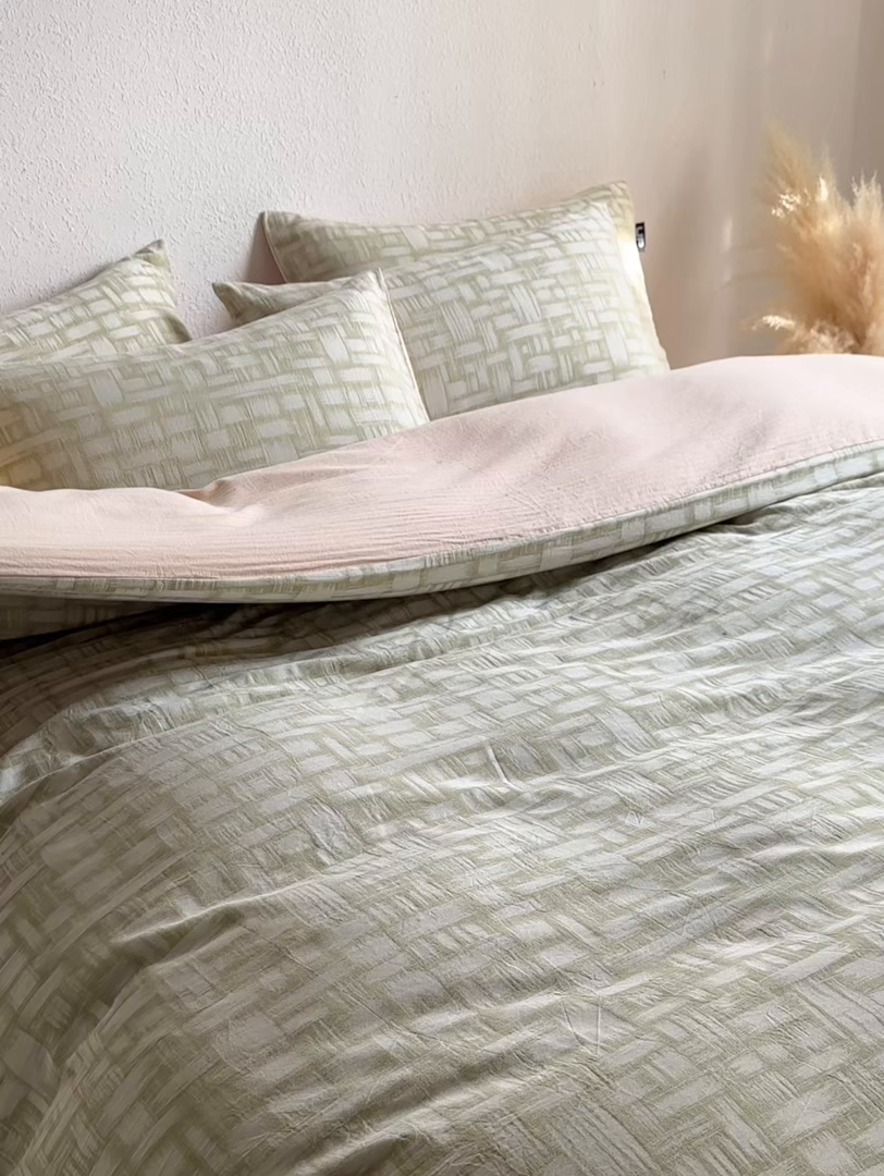 91家纺网 家纺一手货源 找家纺 千朵森 2026新款全棉纯棉色织提花肌理四件套-素序 素序-肌理青织