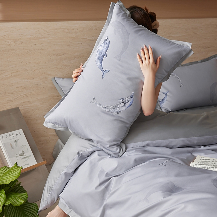 91家纺网 家纺一手货源 找家纺 （总）千朵森 2026新款海洋风全棉纯棉50S数码印花拼角四件套