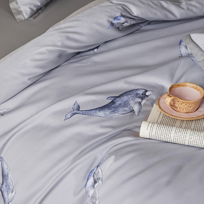 91家纺网 家纺一手货源 找家纺 （总）千朵森 2026新款海洋风全棉纯棉50S数码印花拼角四件套