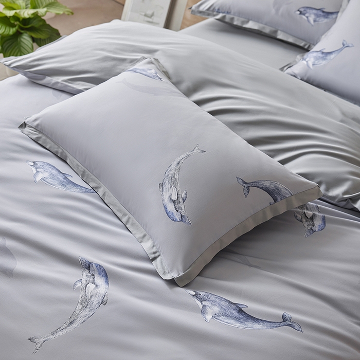 91家纺网 家纺一手货源 找家纺 （总）千朵森 2026新款海洋风全棉纯棉50S数码印花拼角四件套