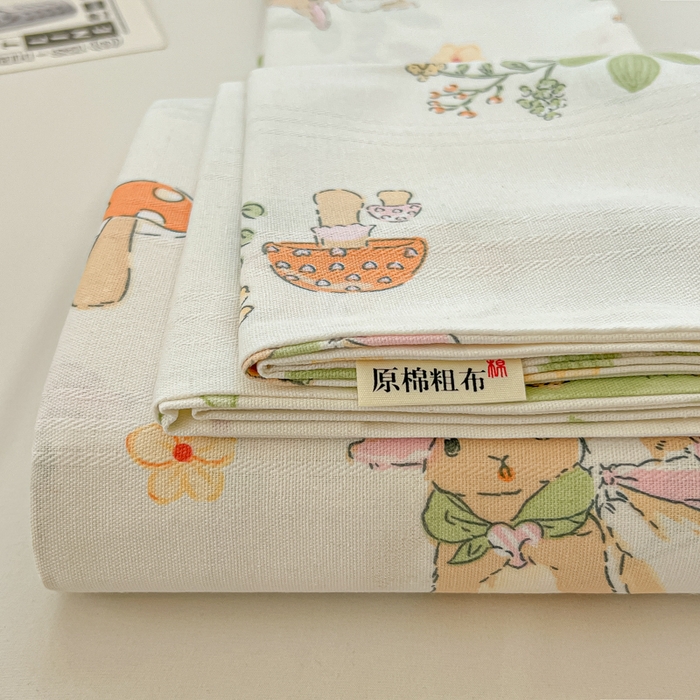 91家纺网 家纺一手货源 找家纺 （总）欧妮家纺 2025新款原棉老粗布床单被单夏季凉席三件套-三枚缎系列