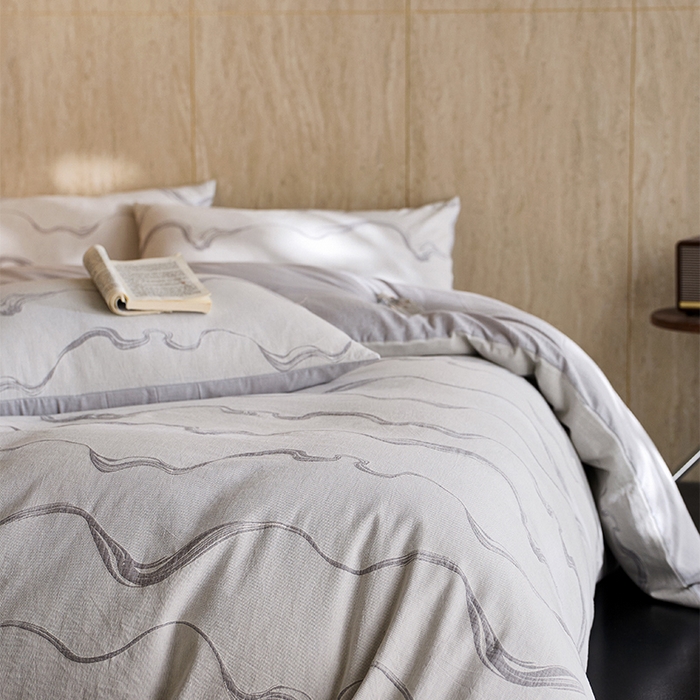 91家纺网 家纺一手货源 找家纺 （总）千朵森 2026新款全棉纯棉色织提花水洗棉四件套-漫织