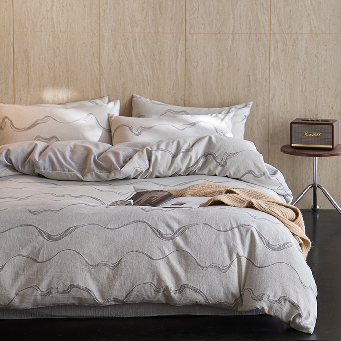 （总）千朵森 2026新款全棉纯棉色织提花水洗棉四件套-漫织