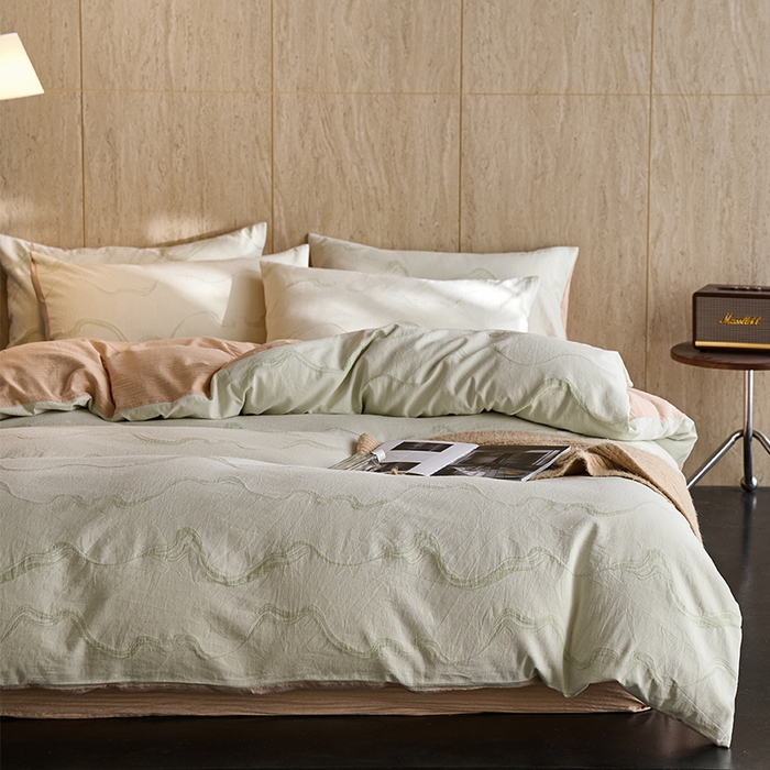 91家纺网 家纺一手货源 找家纺 （总）千朵森 2026新款全棉纯棉色织提花水洗棉四件套-漫织