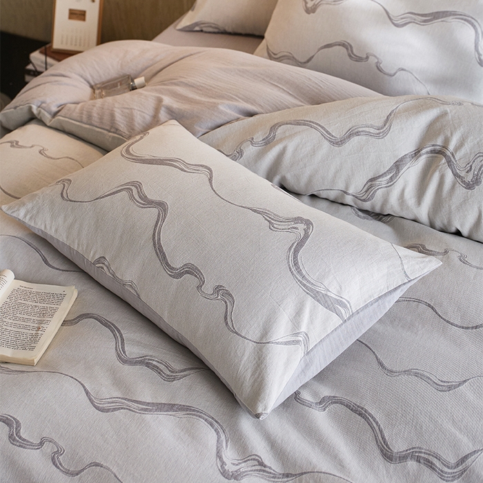 91家纺网 家纺一手货源 找家纺 （总）千朵森 2026新款全棉纯棉色织提花水洗棉四件套-漫织