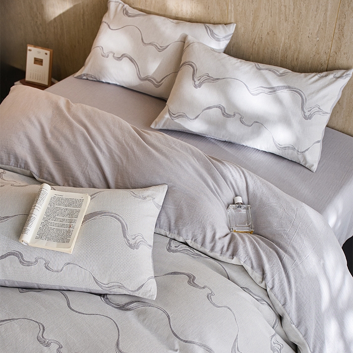 91家纺网 家纺一手货源 找家纺 （总）千朵森 2026新款全棉纯棉色织提花水洗棉四件套-漫织