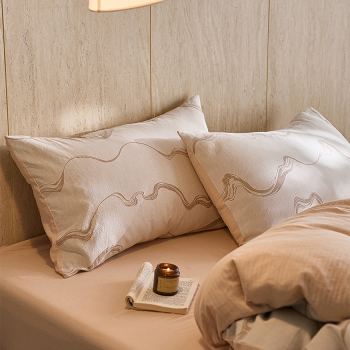 91家纺网 家纺一手货源 找家纺 千朵森 2026新款全棉纯棉色织提花水洗棉四件套-漫织 漫织-拿铁棕