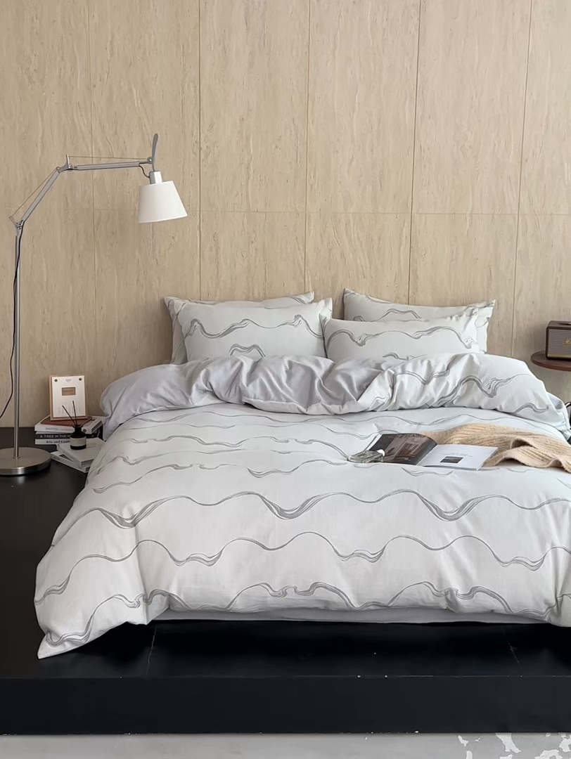 91家纺网 家纺一手货源 找家纺 （总）千朵森 2026新款全棉纯棉色织提花水洗棉四件套-漫织