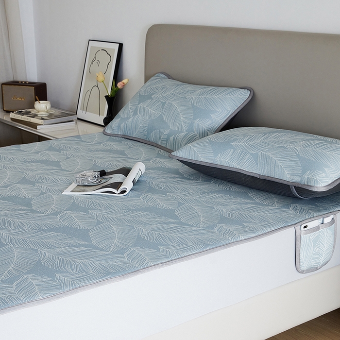 91家纺网 家纺一手货源 找家纺 （总）千朵森 2026新款冰岛冰感丝床笠款凉席三件套-风格一