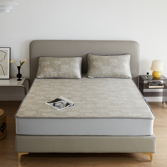 91家纺网 家纺一手货源 找家纺 （总）千朵森 2026新款冰岛冰感丝床笠款凉席三件套-风格一