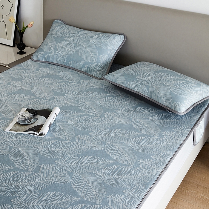 91家纺网 家纺一手货源 找家纺 （总）千朵森 2026新款冰岛冰感丝床笠款凉席三件套-风格一