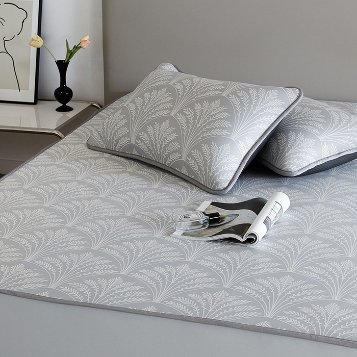 91家纺网 家纺一手货源 找家纺 千朵森 2026新款冰岛冰感丝床笠款凉席三件套-风格一 冰岛-山梗灰