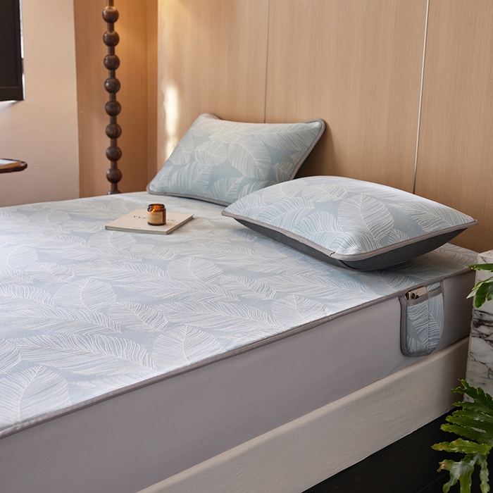 91家纺网 家纺一手货源 找家纺 （总）千朵森 2026新款A类抗菌冰岛冰感丝床笠款凉席三件套 风格二