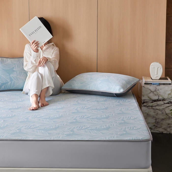 91家纺网 家纺一手货源 找家纺 （总）千朵森 2026新款A类抗菌冰岛冰感丝床笠款凉席三件套 风格二