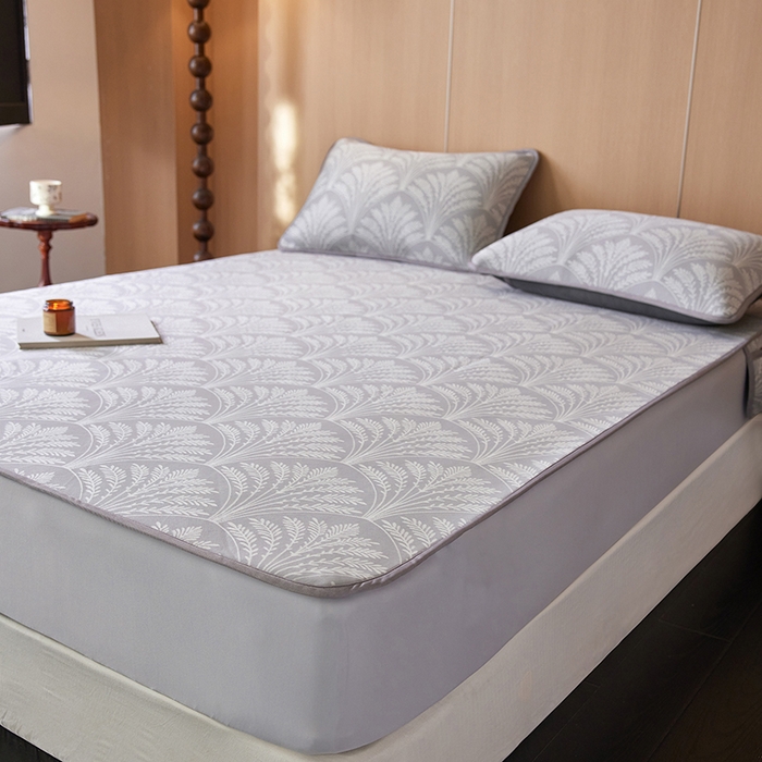 千朵森 2026新款A类抗菌冰岛冰感丝床笠款凉席三件套 风格二 冰岛-山梗灰