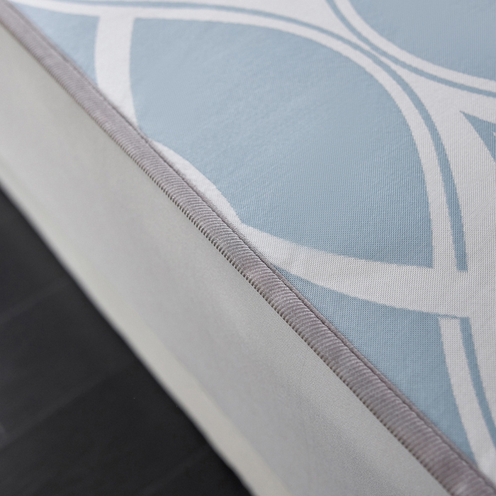 91家纺网 家纺一手货源 找家纺 千朵森 2026新款A类抗菌冰岛冰感丝床笠款凉席三件套 风格二 冰岛-晴空蓝